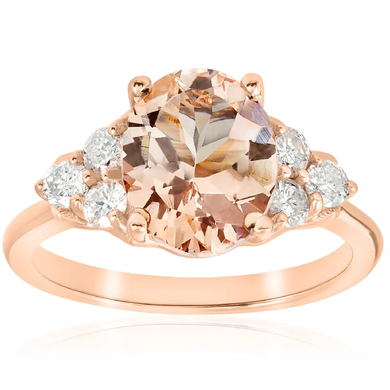 Rings with starburst topaz for radiant beauty -2 1/3 cttw Oval Morganite & Diamond Engagement Ring 14k Rose Gold