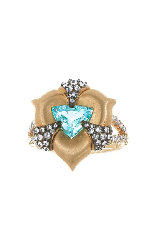 Rings with spiral designs for eye-catching twist -Paraiba Triangle Ring