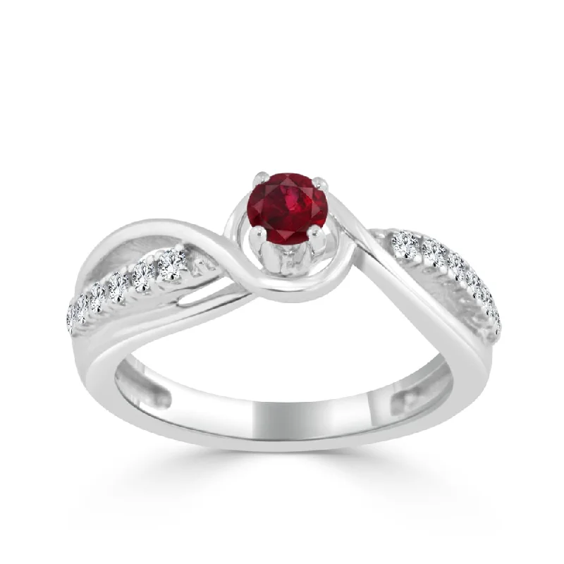 Rings with hammered silver for rustic appeal -Auriya 14k Gold 1/4ct Ruby and 1/5ct TDW Round Diamond Engagement Ring