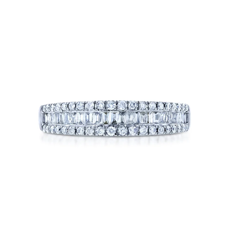 Rings with wave patterns for ocean vibes -Baguette Diamond Wedding Ring (1/2 CTW)