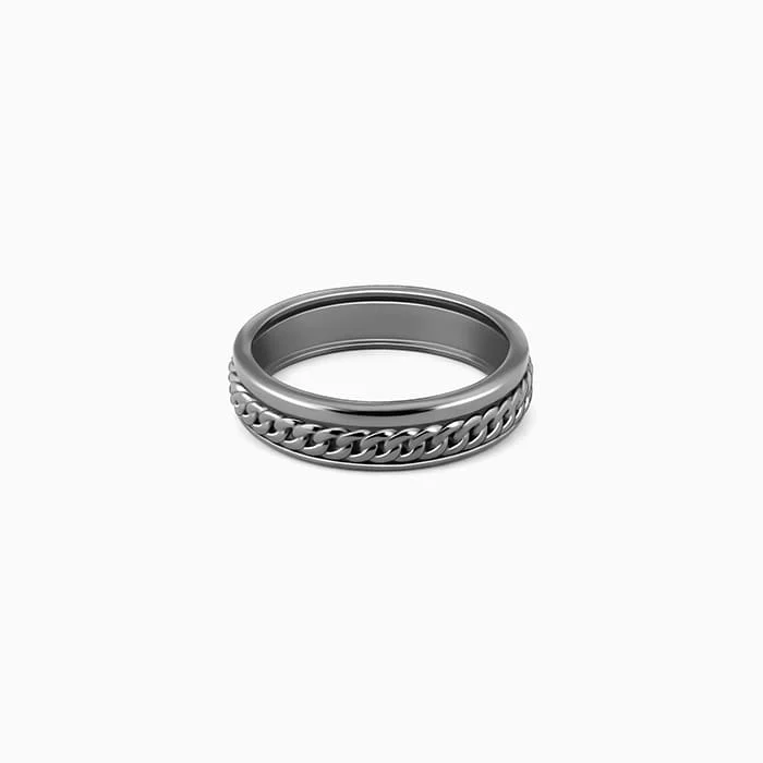 Titanium rings with rugged brushed metal look -Black Rhodium Classy Band For Him