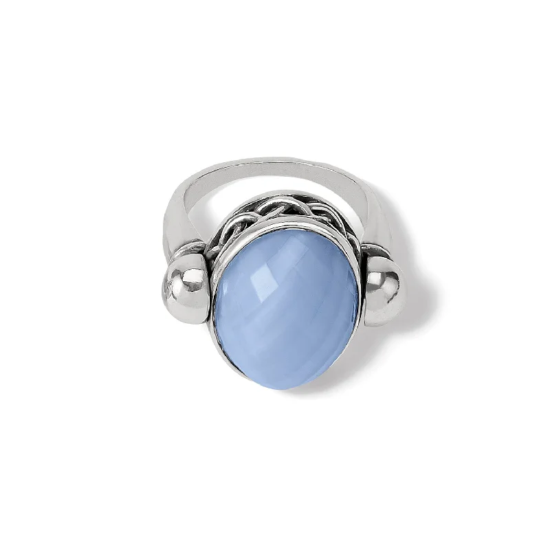 Rings with raw topaz for icy charm -Blue Moon Ring - J63020