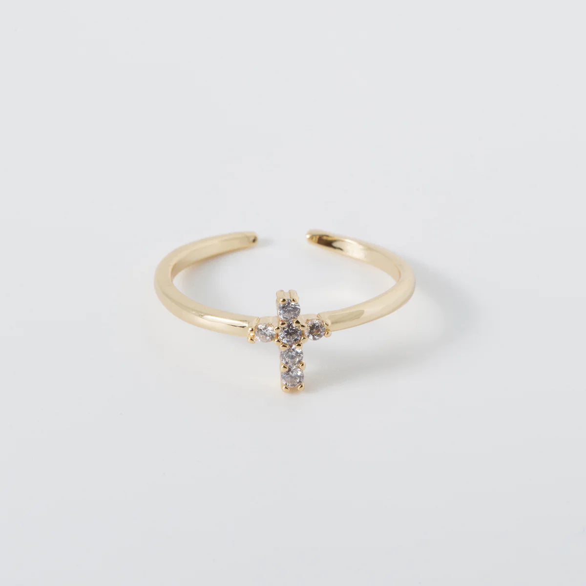 Rings with rough sapphire for rugged chic -Dainty Cross Ring