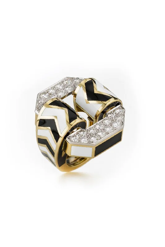 Rings with matte gold for subtle luxury -Small Chevron Diamond Ring