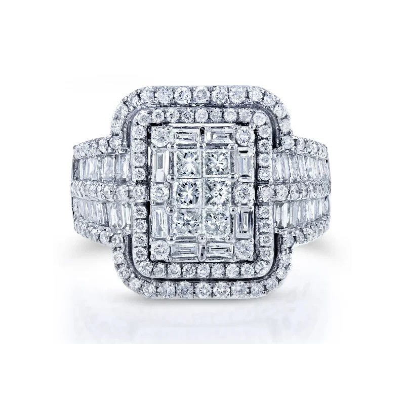 Rings with vintage claw prongs for elegance -Multi Diamond Rectangular Frame Engagement Ring (2 CTW)