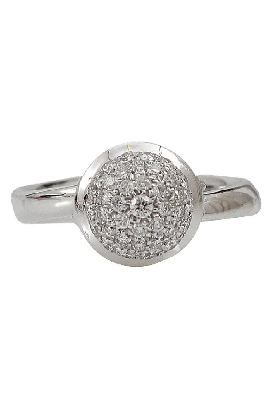 Rings with smoky quartz for muted elegance -Diamond Pave Small Bouton Ring