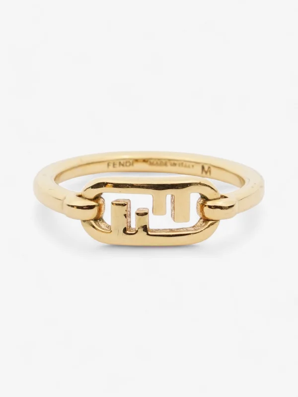 Rings with carved onyx for bold sleekness -Fendi O'Lock Ring Gold Base Metal Medium (54mm)