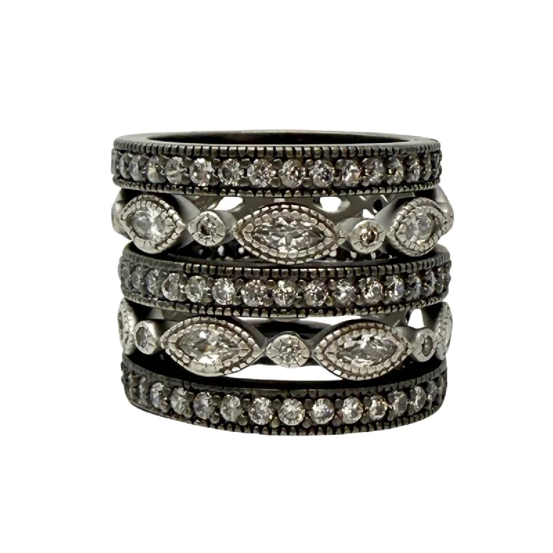 Rings with adjustable bands for perfect fit -Freida Rothman Everyday 5-stack Ring Set