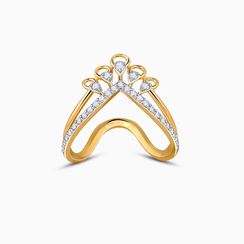 Stackable rings with mixed metal finishes -Gold Circulaire Diamond Vanki Ring