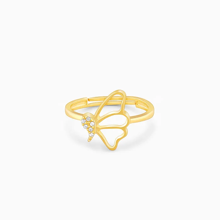 Rings with infinity loops for timeless love -Golden Sparkling Wings Ring