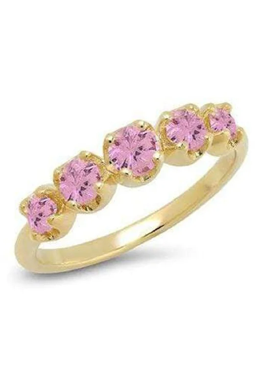 Rings with raw topaz for icy charm -Graduated Pink Sapphire Ring