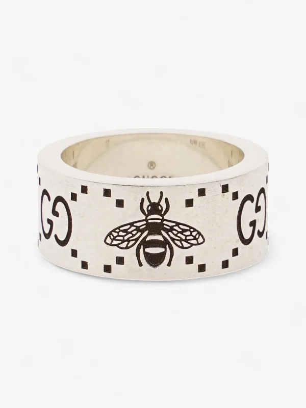 Rings with hexagon-cut stones for trendiness -Gucci GG Signature Bee Ring Silver Silver Sterling 12 (52mm)