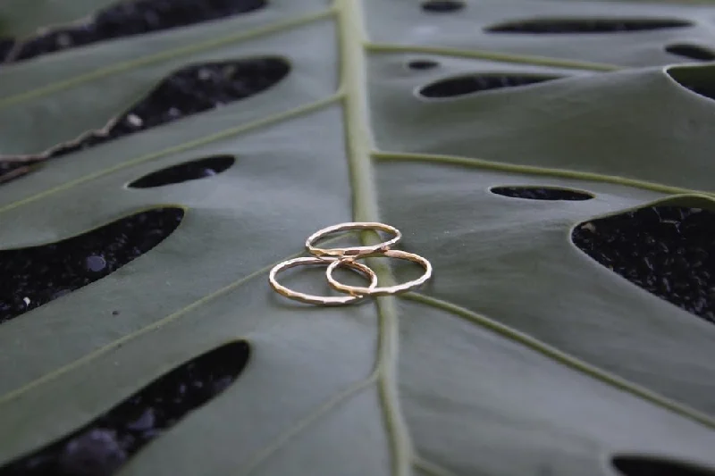 Rings with vintage-inspired rose-cut diamonds -Hammered Dainty Rings by Toasted Jewelry