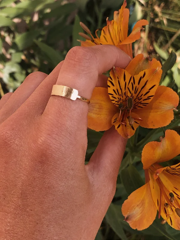 Rings with citrine stones for sunny vibes -Hammered Horizontal Bar Ring by Toasted Jewelry