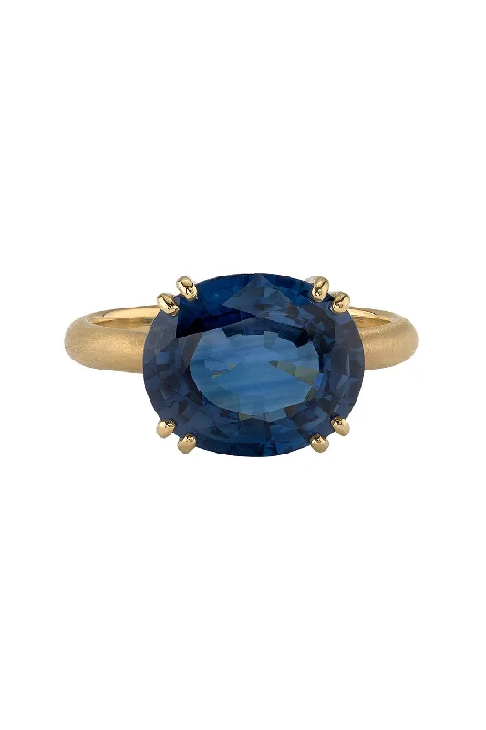 Rings with carved onyx for bold sleekness -Gemmy Gem Double Prong Sapphire Ring