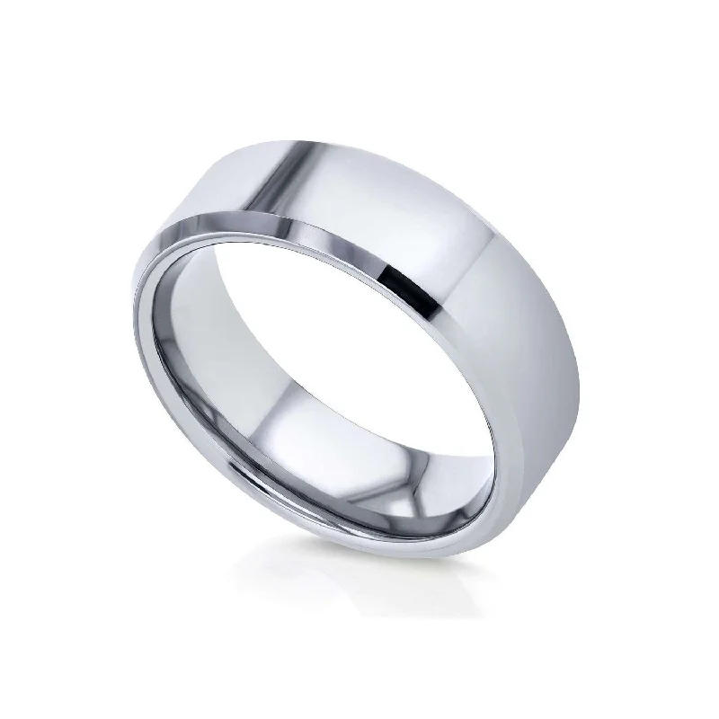 Rings with wide bands for statement wear -8mm High Polished Tungsten Carbide