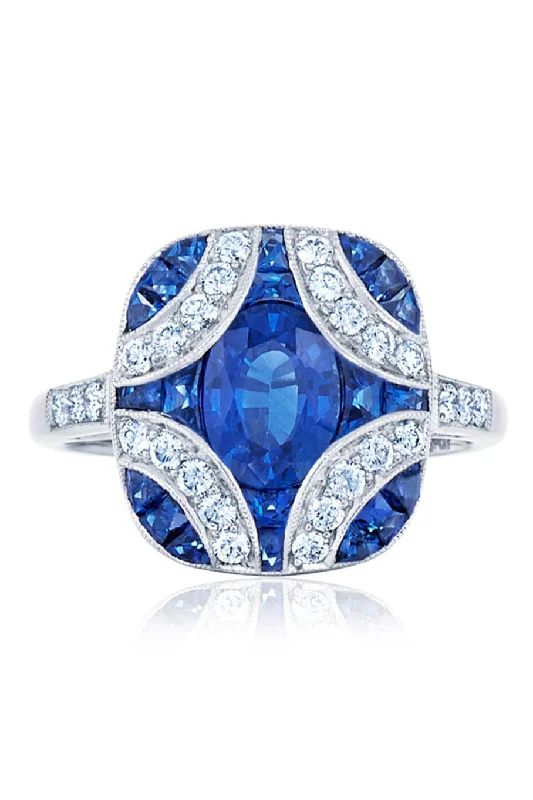 Rings with vine-wrapped bands for nature -Argyle Blue Sapphire Ring