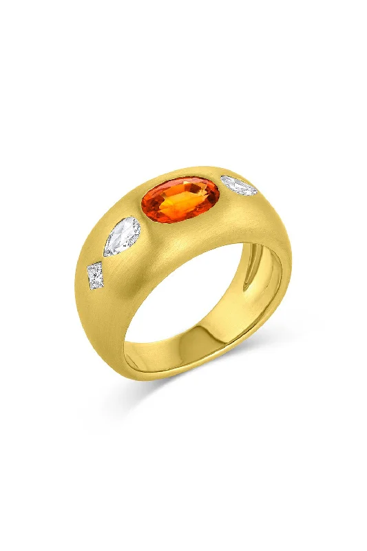 Rings with starburst topaz for radiant beauty -Orange Sapphire Diamond Tilly Ring