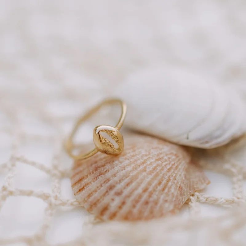 Rings with faceted garnet for deep shine -Maui Cowrie Ring