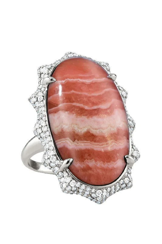 Rings with moonstone gems for ethereal glow -SPECIAL EDITION “HAPPINESS” RHODOCHROSITE SUN RING