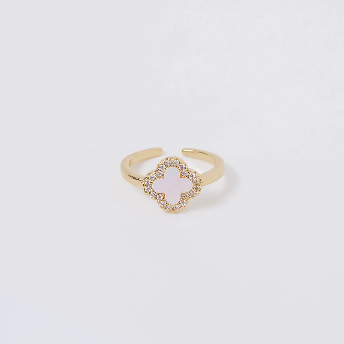 Rings with matte gold for subtle luxury -Mother of Pearl Quatrefoil Ring