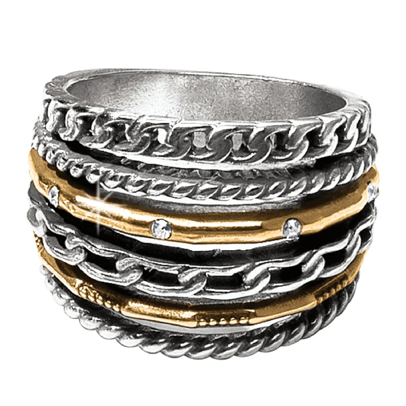 Rings with spiral designs for eye-catching twist -Neptune's Rings Multiple Row Ring - J62382