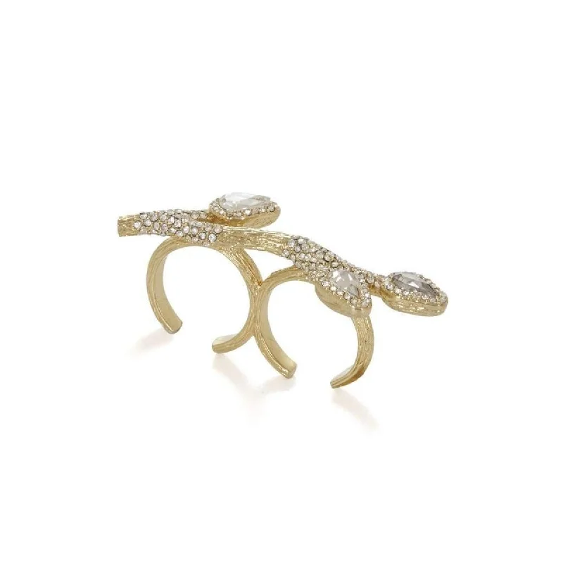 Titanium rings with rugged brushed metal look -Pave Branch Ring