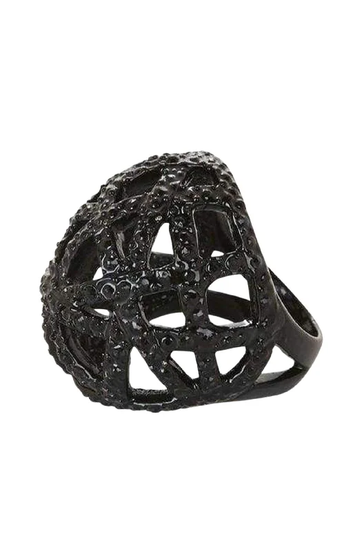 Rings with oxidized silver for antique appeal -Pave Cage Ring