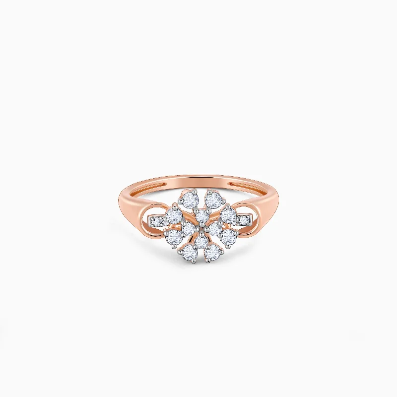 Rings with wide bands for statement wear -Rose Gold Nivara Diamond Ring