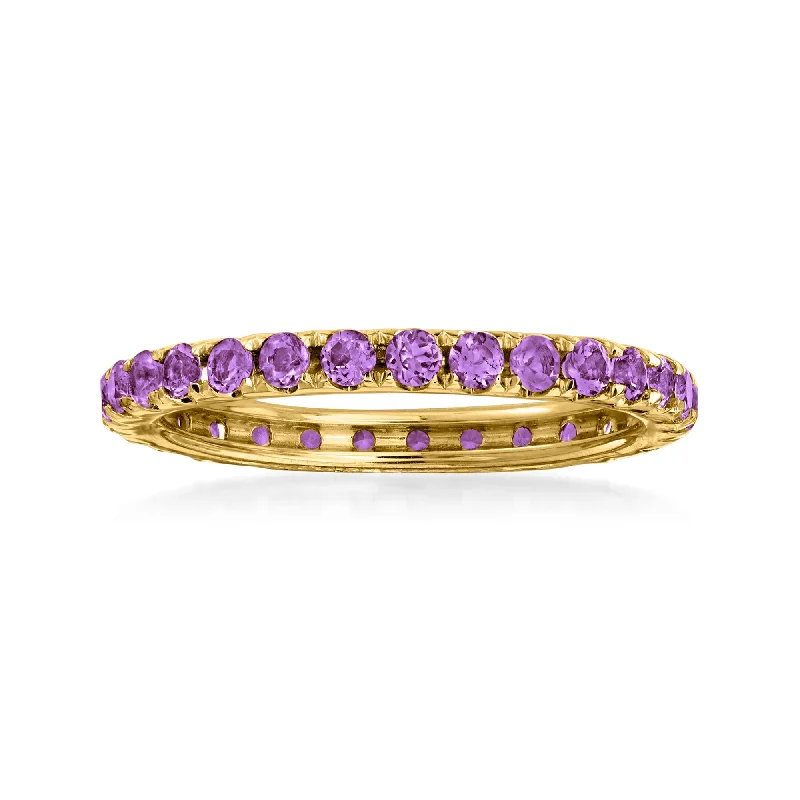 Rings with gothic-inspired skull motif details -Ross-Simons Amethyst Eternity Band in 14kt Yellow Gold