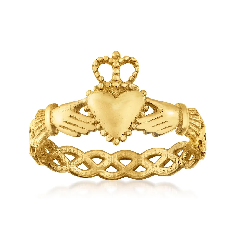 Rings with claw-set moonstone for mystique -Ross-Simons Italian 14kt Yellow Gold Claddagh Ring