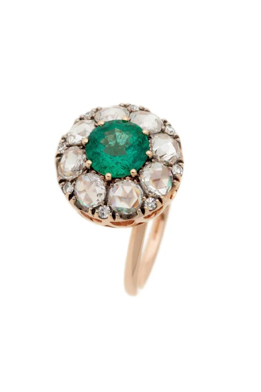 Rings with polished tourmaline for vibrant shine -Beruit Emerald Diamond Ring