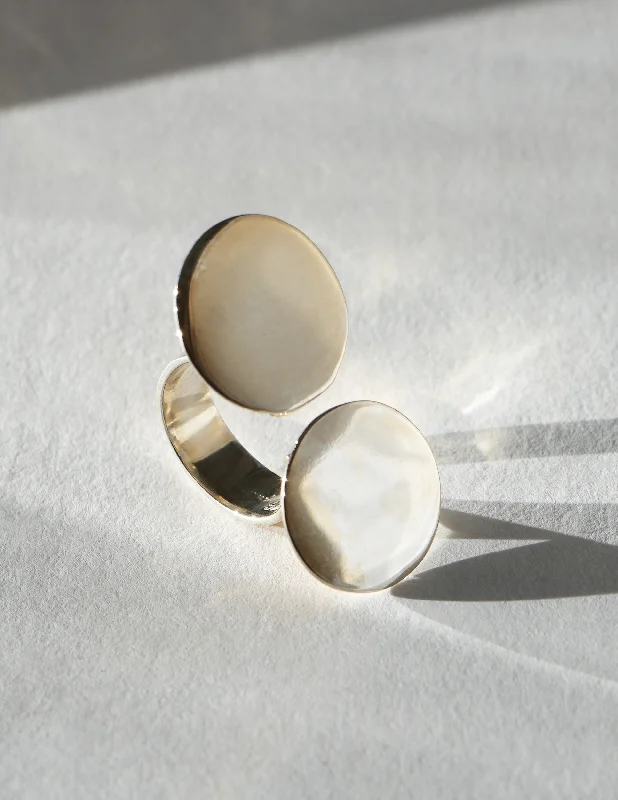 Rings with gothic rose quartz for drama -Split Top Sterling Silver Disc Ring- Chee Lee x MRD