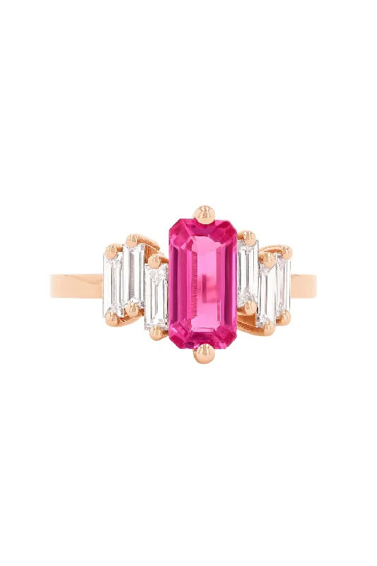 Rings with raw citrine for sunny charm -Pink Sapphire Diamond Ring