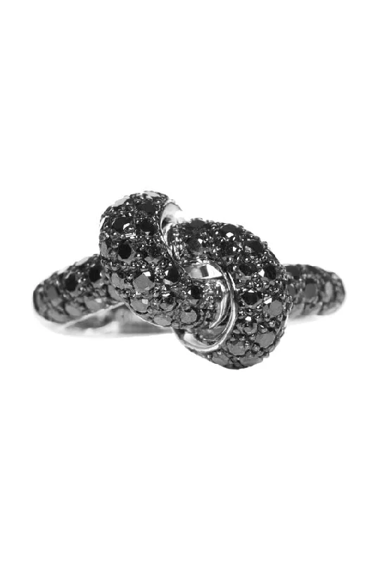 Rings with knot motifs for symbolic love -Black Diamond Love Knot