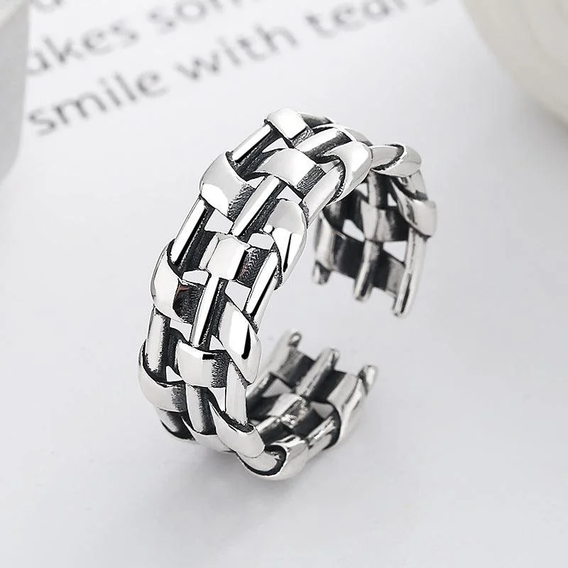 Rings with engraved constellations for stargazers -Unisex Style Geometric Woven Fashion Cool Exaggerated Versatile Ring