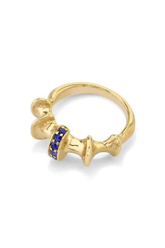 Rings with tiger eye bands for warmth -Chrona Blue Sapphire Ring