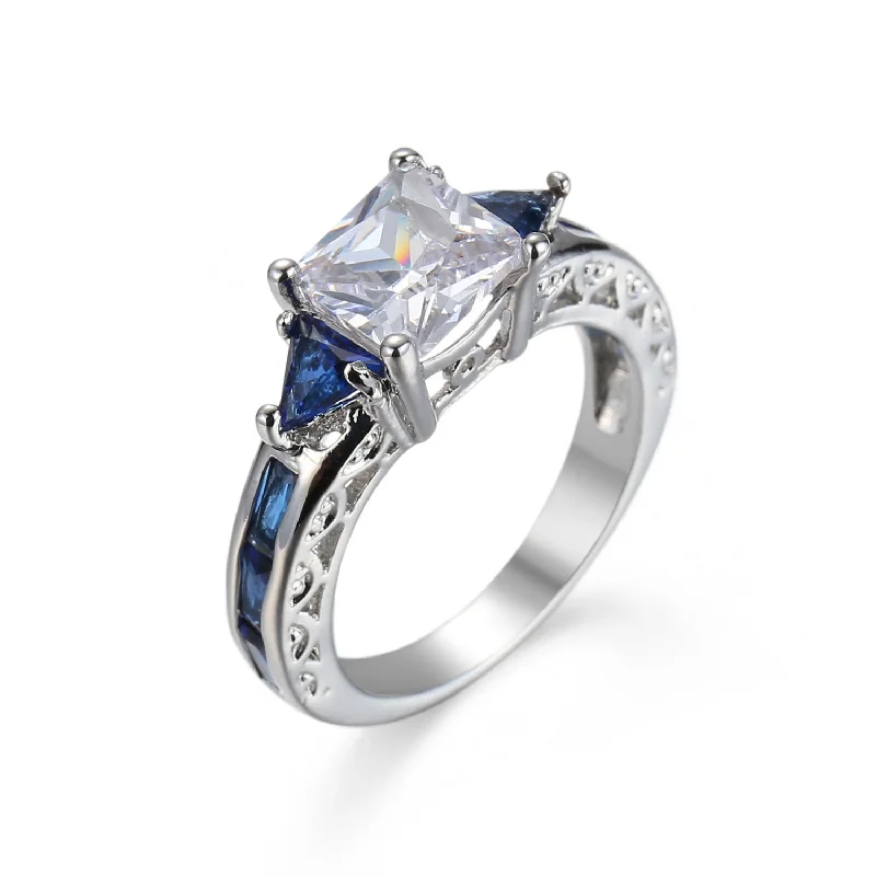 Rings with rough sapphire for rugged chic -Women's Zircon Jewelry Ring