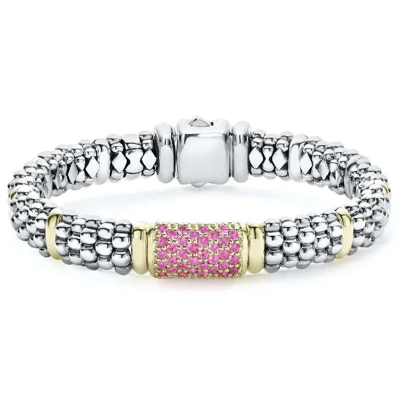 Best bangle bracelets with adjustable sizes for a comfortable and perfect fit-Pink Sapphire Caviar Bracelet | 9mm (Size M)