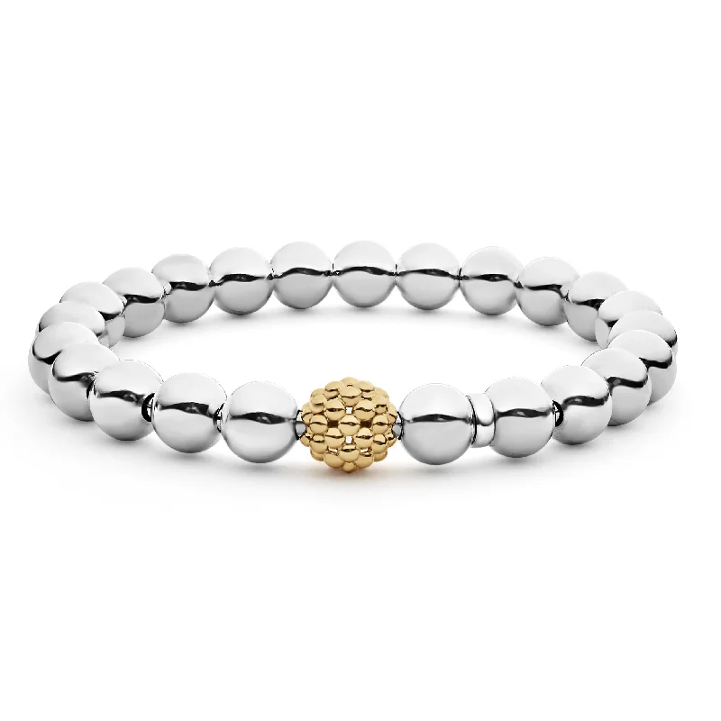 Best bangle bracelets with unique stone inlays for a one-of-a-kind accessory-Signature Caviar Lattice Ball Bead Bracelet (Size M)