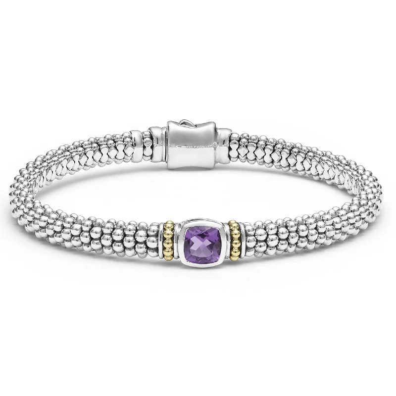 Stylish bangle bracelets with gemstone accents for a chic and modern look-Amethyst Caviar Bracelet | 6mm (Size M)