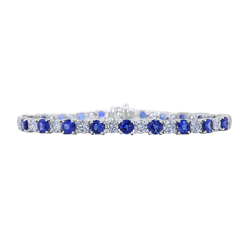 Elegant bangle bracelets with diamond-cut designs for added sparkle and elegance-Blue Sapphire & Diamond Bracelet