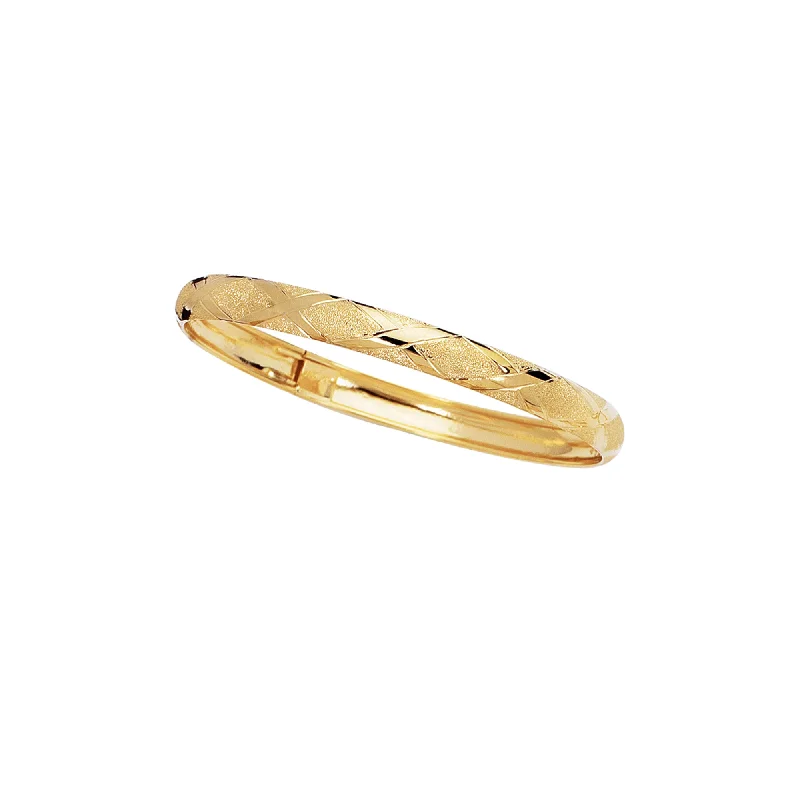 Best bangle bracelets with natural wood for a unique and earthy aesthetic-10K Gold 6mm Polished & Diamond Cut Bangle