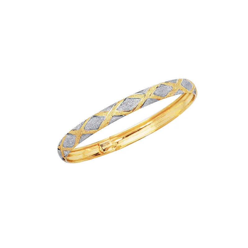 Simple gold bangle bracelets with smooth finishes for a classic and elegant style-10K Gold Polished & Satin X Bangle