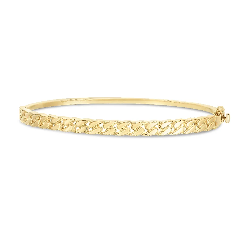 Best bangle bracelets with minimalist silver designs for a timeless, versatile look-14K Cuban Chain Bangle