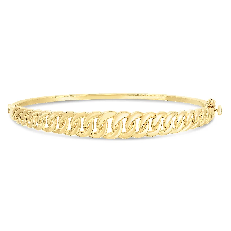 Best bangle bracelets with cubic zirconia inlays for affordable elegance and sparkle-14K Curb Chain Bangle