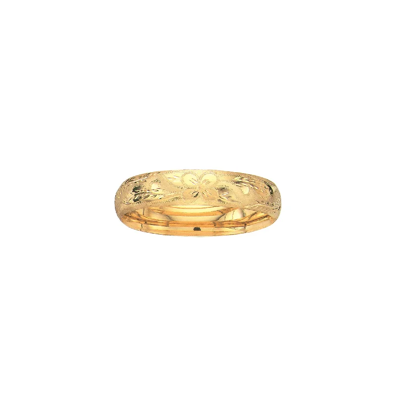 Best bangle bracelets with stacked designs for a trendy and fashionable look-14K Gold 13.5mm Floral Design Bangle