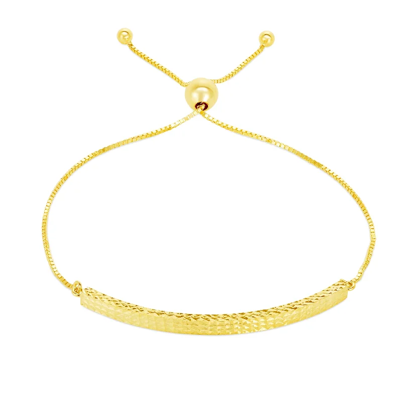 Colorful bangle bracelets with enamel details for a playful and youthful style-14K Gold Curved Bar Friendship Bracelet