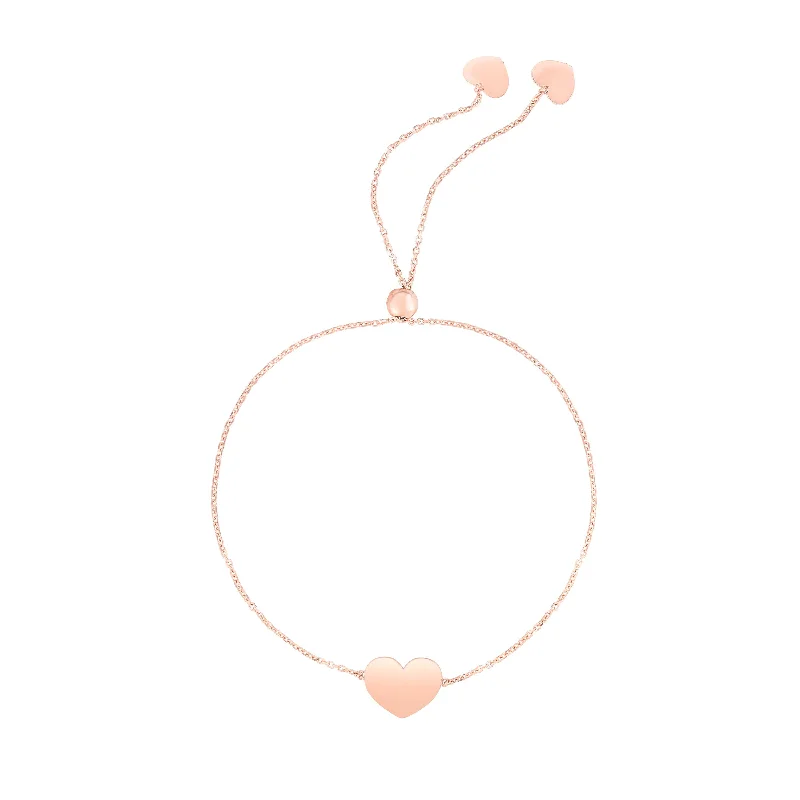 Lightweight bangle bracelets with subtle shimmer for an understated yet elegant look-14K Gold Heart Friendship Bracelet