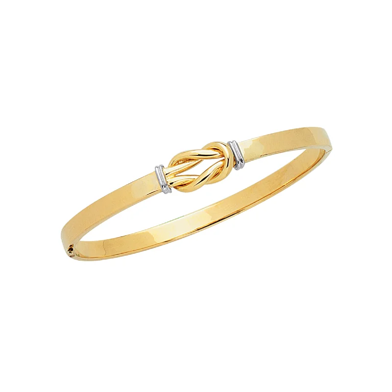 Best bangle bracelets with pastel enamel for a soft and delicate aesthetic-14K Gold Knot Bangle